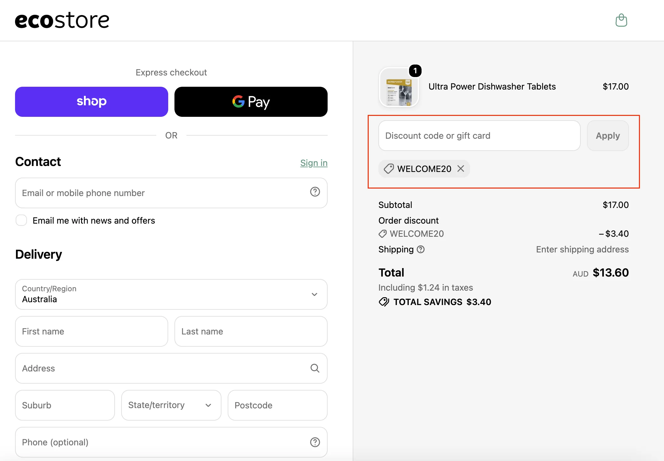 How to use a working promo code? - Ecostore