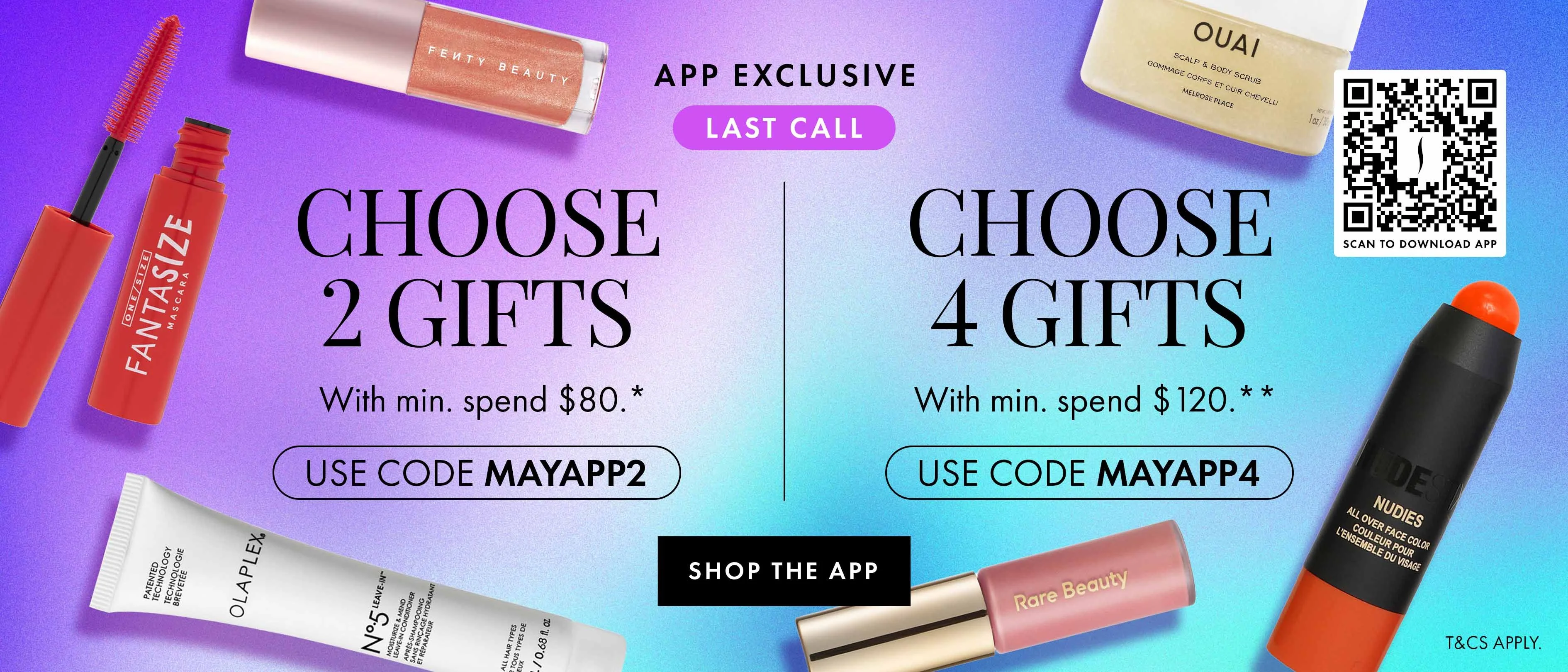 Proof of coupon - Sephora - Sephora app exclusive [[4 gifts]] with $120 minimum spend